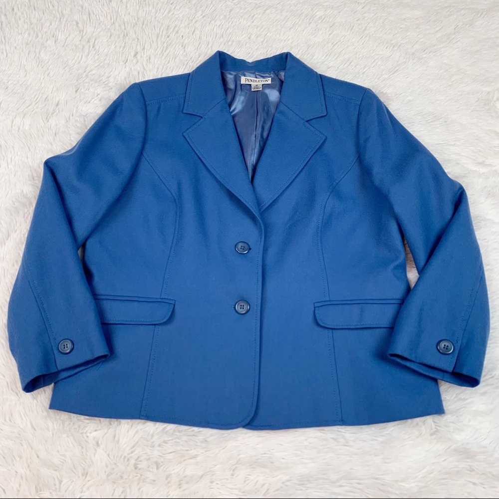 Pendleton two button wool blazer‎ jacket long sleeve padded shoulder blue
